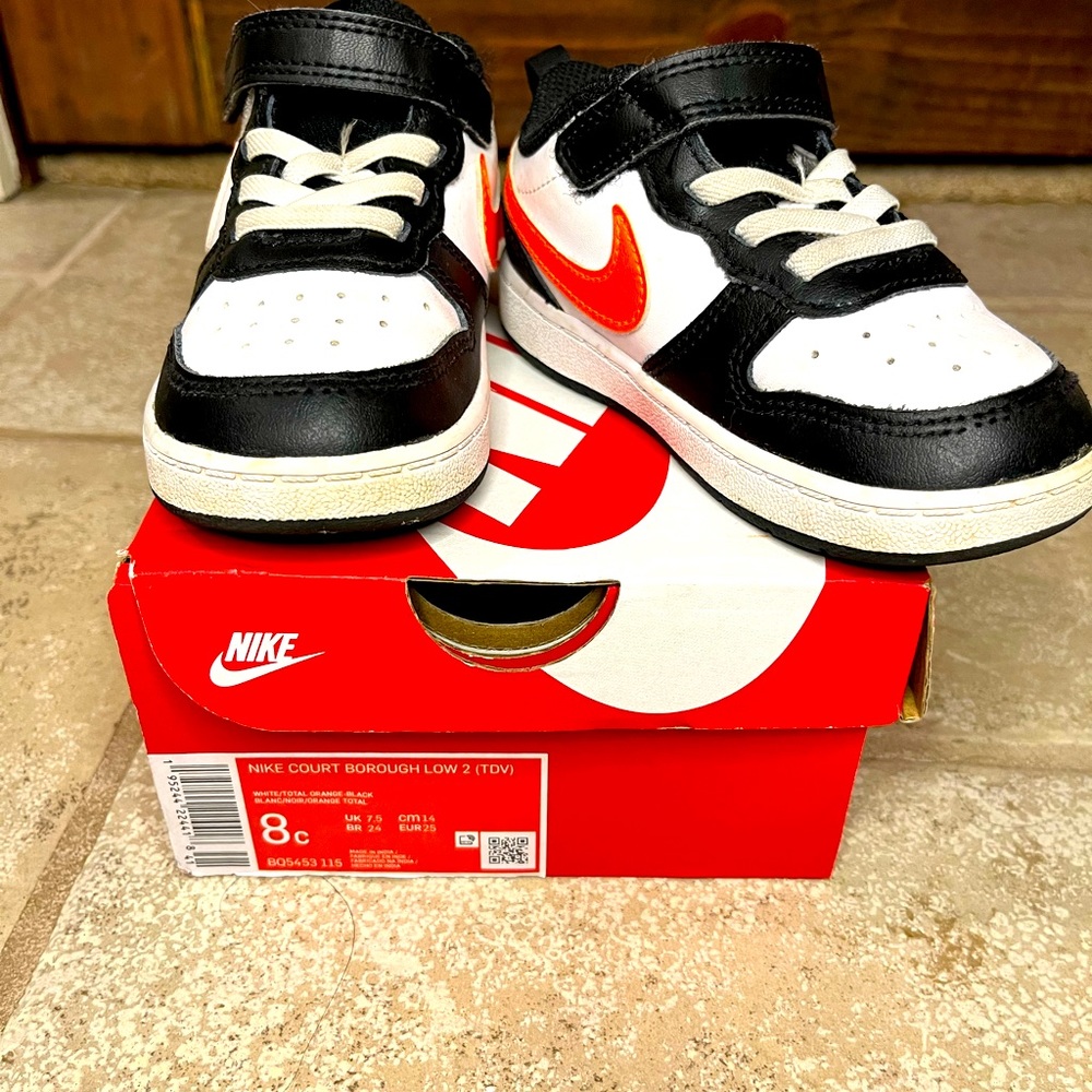 NIKE kids Court Borough Low 2 White/Black/Orange